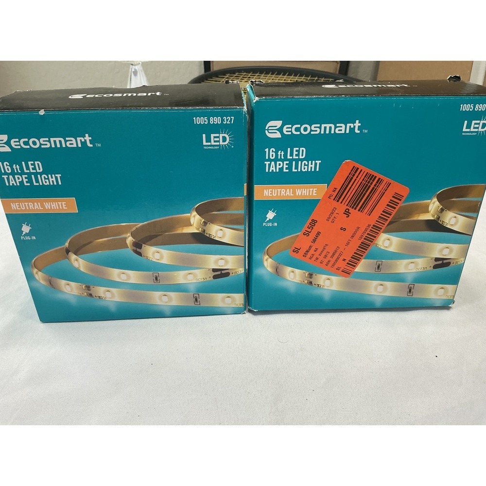 EcoSmart 16 ft LED Tape Light Neutral White Plug-In Indoor‎ Strip  Lot